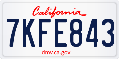 CA license plate 7KFE843
