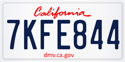 CA license plate 7KFE844