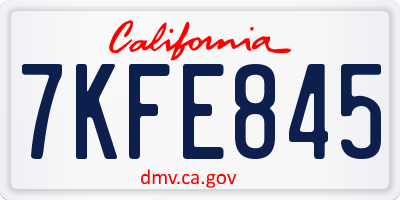CA license plate 7KFE845