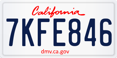 CA license plate 7KFE846