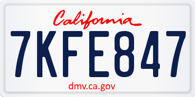 CA license plate 7KFE847