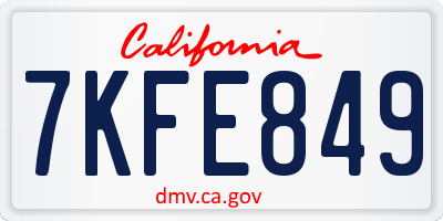 CA license plate 7KFE849