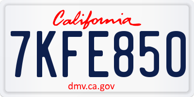 CA license plate 7KFE850
