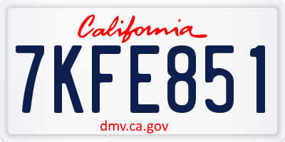 CA license plate 7KFE851