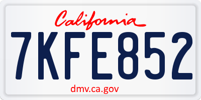 CA license plate 7KFE852