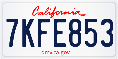 CA license plate 7KFE853