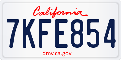 CA license plate 7KFE854