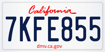 CA license plate 7KFE855