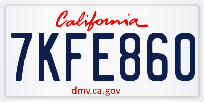CA license plate 7KFE860