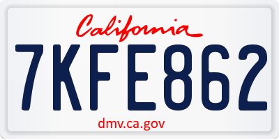 CA license plate 7KFE862