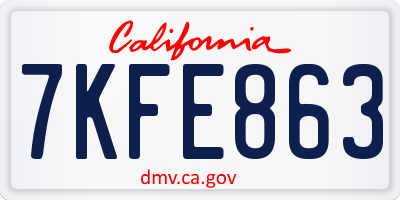 CA license plate 7KFE863