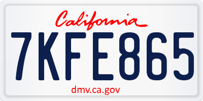 CA license plate 7KFE865