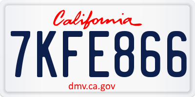 CA license plate 7KFE866