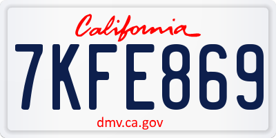 CA license plate 7KFE869