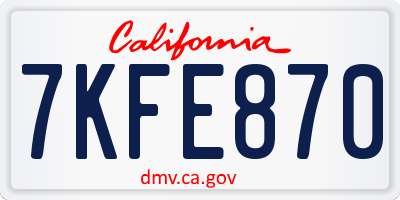 CA license plate 7KFE870