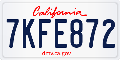 CA license plate 7KFE872