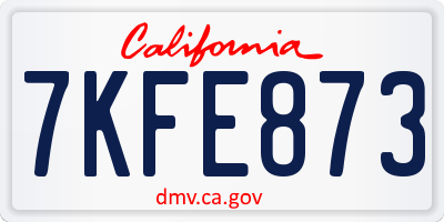 CA license plate 7KFE873