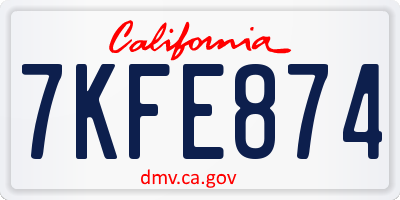 CA license plate 7KFE874