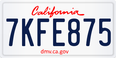 CA license plate 7KFE875