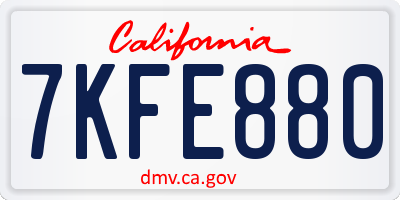 CA license plate 7KFE880