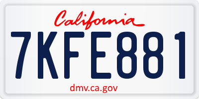CA license plate 7KFE881
