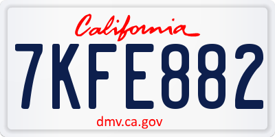 CA license plate 7KFE882