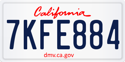 CA license plate 7KFE884