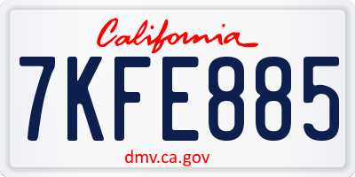 CA license plate 7KFE885