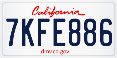 CA license plate 7KFE886