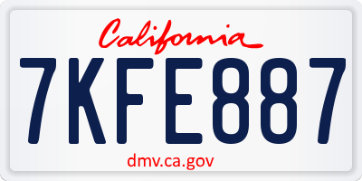 CA license plate 7KFE887