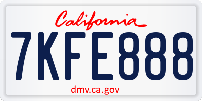 CA license plate 7KFE888
