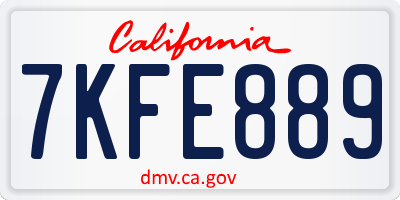 CA license plate 7KFE889