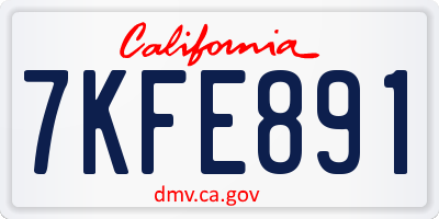 CA license plate 7KFE891