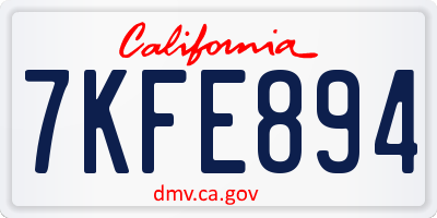 CA license plate 7KFE894