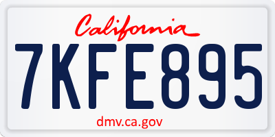 CA license plate 7KFE895