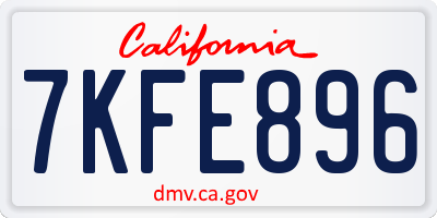 CA license plate 7KFE896