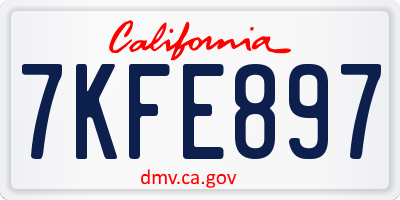 CA license plate 7KFE897