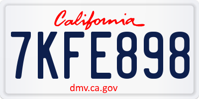 CA license plate 7KFE898
