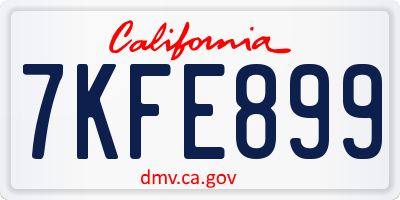 CA license plate 7KFE899