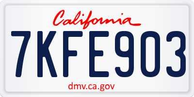 CA license plate 7KFE903