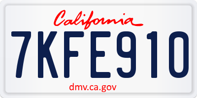 CA license plate 7KFE910