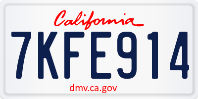 CA license plate 7KFE914