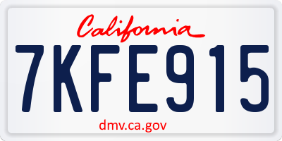 CA license plate 7KFE915