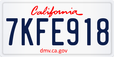 CA license plate 7KFE918