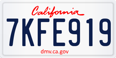 CA license plate 7KFE919