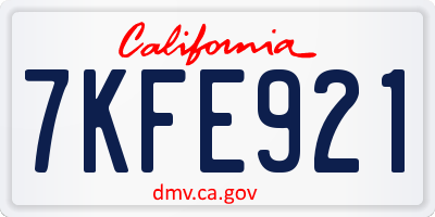 CA license plate 7KFE921