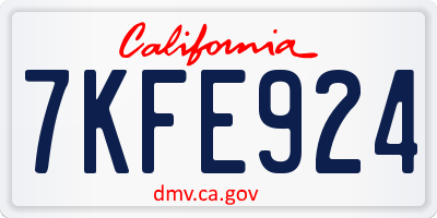 CA license plate 7KFE924