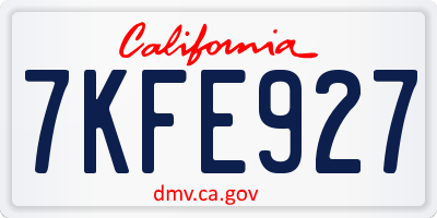 CA license plate 7KFE927