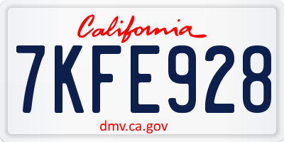 CA license plate 7KFE928