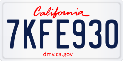 CA license plate 7KFE930
